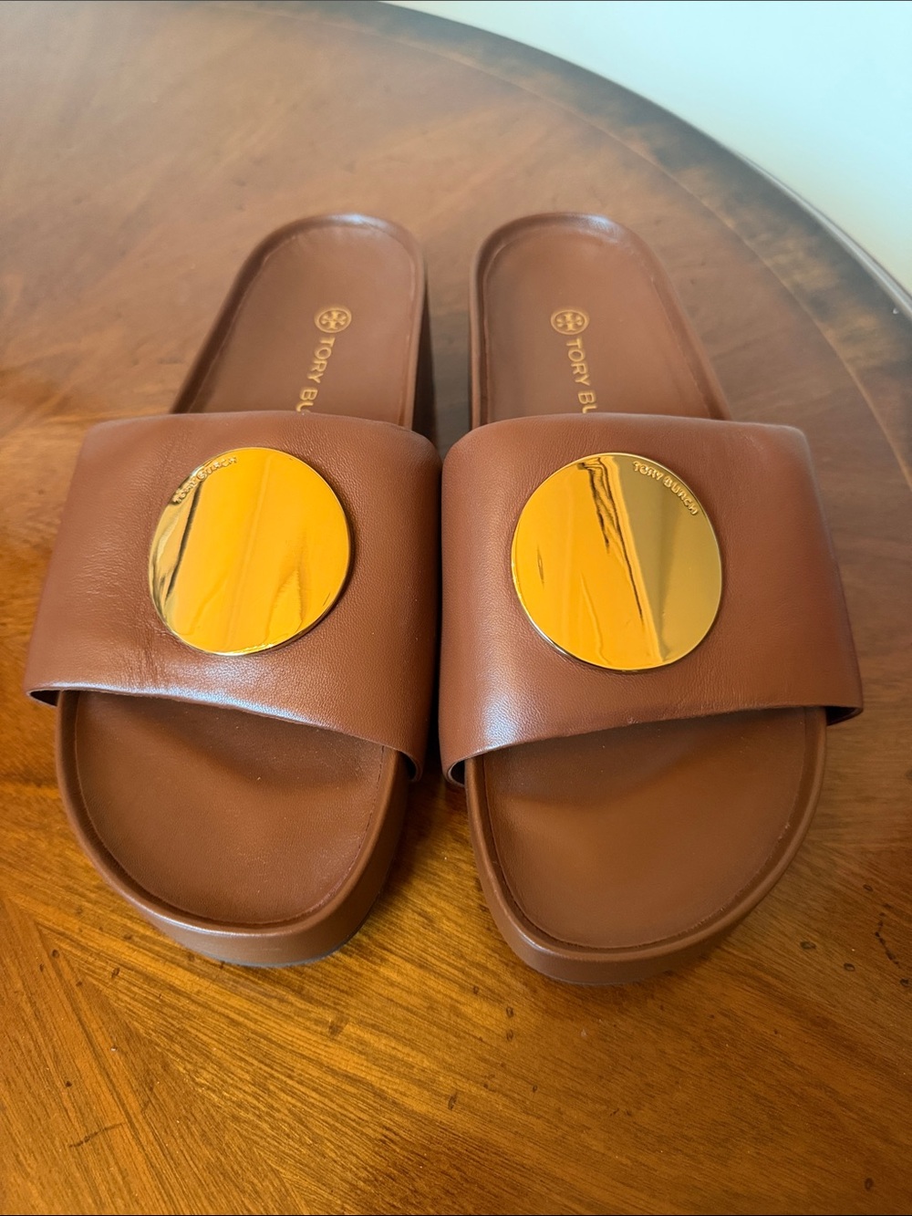 Tory Burch Brown Slide Sandals with Gold Disc - 9.5
Never worn, No Box